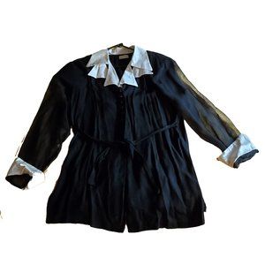 The Avenue Vintage Black Jacket with Lace Sleeves and Cuffs, Size Approx 2x Fair